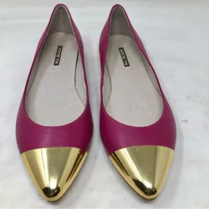 ALL BLACK Footware Red Pebbled Leather Cap Toe Flats New