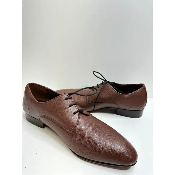 BP Dress Shoes Mens Size 8.5 Brown Leather Derby Textured Plain Toe Shoes