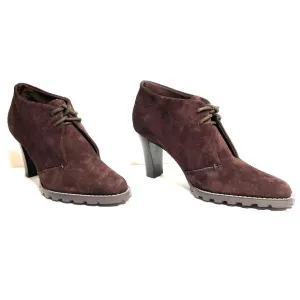 COLIN STUART Brown Suede Leather Lug Sole Ankle Boots
