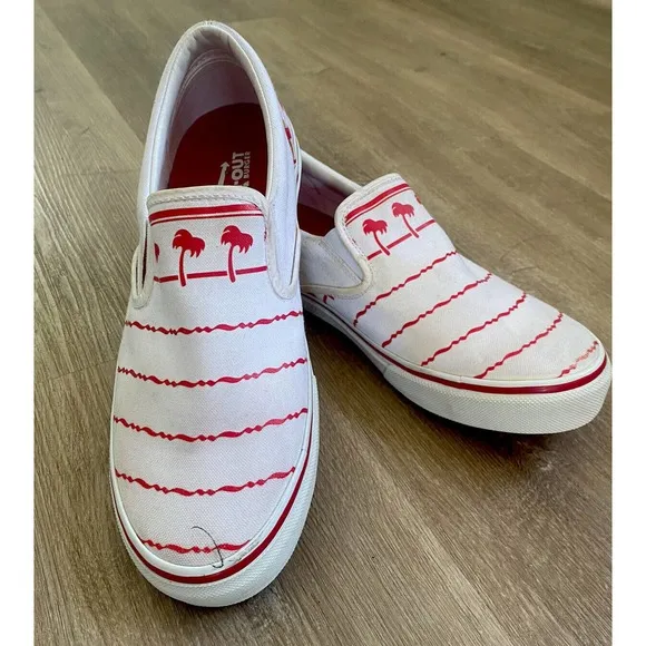 In-N-Out Burger Drink Cup Shoes US MEN‎ 12.0 Slip On Vans canvas palm tree GUC