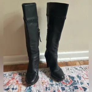 Joie Black Leather Knee High Heeled Boots Size 36