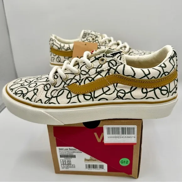 NWT Vans Sk8 Low Reissue Sneakers Textured Waves / Marshmallow Shoes Skate NEW