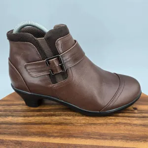 Orthofeet Bioheels Emma Boots Women's 9 B Brown Leather Orthotic Heeled Booties
