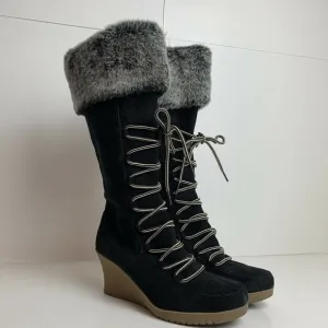 Rampage Quail Black Lace Up Heeled Boots
