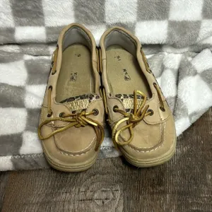Sperry Women's 9.5 M Top Sider Boat Angelfish Shoes 9102341 Tan Leather Moc Toe