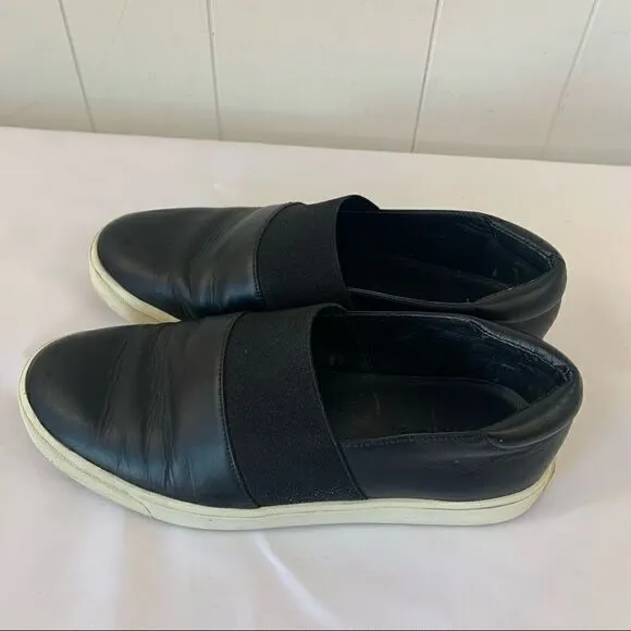 VINCE Corbin Black Leather Slip On Sneakers Shoes Women Size US 5.5 Eu 35.5
